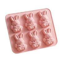 Easter Ice Cube Mold Food Grade Silicone 3D Bunny Shape Baking Mold Easy to Clean Dishwasher Safe Easter Party Supplies rožinė