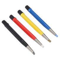 4pcs Scratch Brush Pen Set Pen Style Prep Sanding Brush with Steel Brass Fiberglass Nylon Adjustable Tips for Jewelry red
