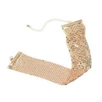 Women Choker Wide Hip Hop Punk Cool Personality Fashion Jewelry Sparkling Rhinestone Female Collar Necklace Club Wear auksinė
