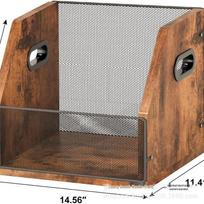 Tvirtos medienos vinilinių plokštelių laikymo dėžutė - Darbalaukio vitrina 36.9 x 28.9 x 28.9 cm black