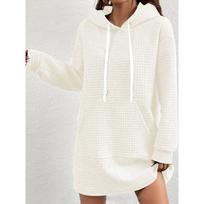Women Kangaroo Pocket Splicing Hooded Sweatshirt Fashion Unevenness Square Fabric Drawstring Hoodie Female Casual Long Outerwear XS balta