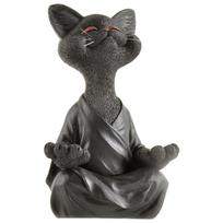 Whimsical Black Buddha Cat Figurine Meditation Collectible Happy Cat Decor Art Sculptures Garden Statues Home Decor CDN black