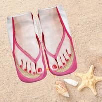 3D Pattern Manicure Print Socks, Flip Flop Funny Hidden Running Women Personalized Low Cut, style A white