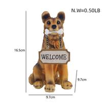 Dog Carrying Welcome Sign Statue for Outdoor Garden Courtyard Entrance Lawn Decoration