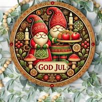 Metal Wall Art Jolly Christmas Gnome Decor Set Holiday Home Office Kitchen Funny Garden Gift 20x20 įvairiaspalvis