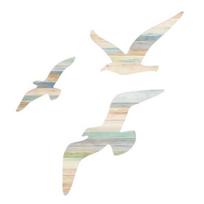 Pcs Seagull Wall Decor Wooden Flying Sea Birds Wall Hanging Sign Nautical A