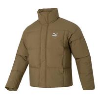 Puma Vienspalvis logotipas stovi apykakle pūkinė striukė Unisex viršutiniai drabužiai ruda 623600-93 S brown