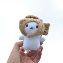 Ins Cute Cat Fish Steak Head Cover Pendant Plush Doll Doll Bag Hanging Decoration Keychain 12Cm gray