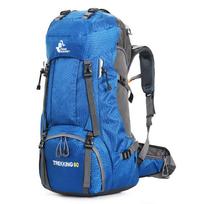 60L Outdoor Backpack Camping Climbing Bag Waterproof Mountaineering Hiking Backpacks Sport Bag Climbing Rucksack 60L tamsiai mėlyna spalva
