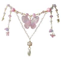 Fashionable Beaded Butterfly Pendant Necklace Choker Necklaces Chain Party Gifts for Fashion forward Women