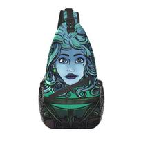 Custom Madame Leota Haunted Mansion Sling Bags Men Cool Halloween Shoulder Chest Crossbody Backpack Traveling Daypack 39x19x9cm black