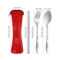 3 vnt./rinkinys Nešiojami spausdinti nerūdijančio plieno šaukštai šakutės kepsnių peilių rinkiniai Kelioniniai stalo įrankiai 4pcs/set raudona