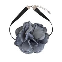 Trendy Fabric Flower Choker Necklace Versatile Neck Chain Jewelry Decoration 1 pilka spalva
