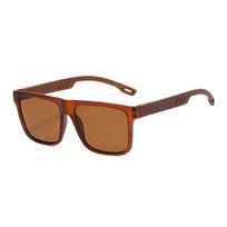 Fashion Spring Hinges Wood Grain Sunglasses UV400 Protection Casual Square Frame Sun Glasses Retro Cycling Eyewear for Women Men brown