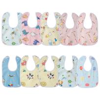 10/20Pcs Baby Bib Cartoon Pattern Pocket Lunch Feeding Bibs Baby Bib Cute Children Baby Apron Kid Burp Cloths Infant Accessories white