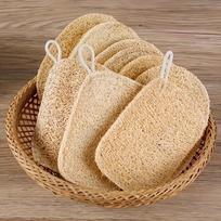 6 vnt. Natūralios lufos šveičiamosios kempinės - švelnus kūno šveitiklis dušui ir voniai, bambuko pluošto valymo pagalvėlės 6pcs beige