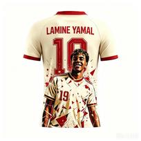 Vasarinis Yamal spaudinio raštas Vaikų apranga Futbolo marškinėliai T-shirt Greitai džiūstantys ir pralaidūs orui Tinka dėvėti lauke S