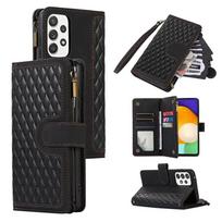 (Black) For Samsung Galaxy A32 5G/M32 5G Design Pocket Leather Phone Case 9 Card Slots Wallet Stand Cover