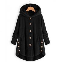 Women's Coat Winter Coat Fashion Plush Pocket Irregular Long Sleeve Keep Cat Ears Warm Coat XS juoda