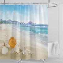 Shower curtain sea beach 3D Modern tropical palm leaves scenery print Waterproof Bathroom Home Decoration Washable shower Screen W90xH180cm