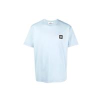 Stone Island Logo Solid Color Crew Neck Pullover Straight Fit Short Sleeve T-Shirt Men Tops Light-Blue 791524113-V0041 S