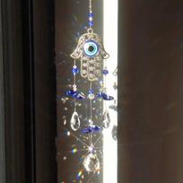 Crystal Blue Evil Eye Suncatcher: Love, Protection & Magic - Perfect for Weddings, Housewarmings & More gray