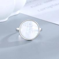 Sidabrinis Žiedas 15MM Natūralus Akmuo Lapis Agatas Malachitas Minimalistinis Dizainas Mielas Žiedas Plonas Moterims vakarėlis 5 white