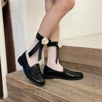 Lolita JK Bow Middle Tube Socks 3D Camellia Flower Tie Socks Ballet Summer Thin White Sock Y2K Party DRESS Designer Socks One Size
