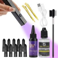UV Pro Kit: Glue, Remover & UV Lamp | Salon Fast Waterproof Glue for Invisible Bonds | Daily/Pro Use A Set black