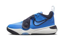 Nike Team Hustle D 11 Lil Abrasion Resistant Low top Children's Basketball Shoes Blue White Children Aged 3 7 Years Old DV8992-400 28