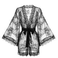 Meishilan Nėriniai Chalatas #264 One Size juoda