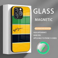 F1 Ayrton Tacing Driver Senna Phone Case Iphone 16 Pro Max Case 15 14 13 12 11 X XR XS XSMAX 8 Plus Mini Pro Max Glass Magnetic iPhone 12 Pro yellow