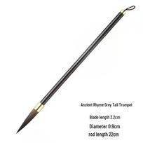 Authentic Shenyun Professional Brush Pen: Wolf & Sheep Hair Blend for Beginners, Regular Script Practice, Gray-Tailed, Purple Handle. gray