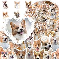 1060Pcs Cute Pet Corgi Small Animal Cute Puppy Dog Graffiti Stickers Personalized Creative Decorative Desk Scrapbook Guitar beige