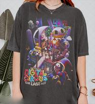 2026 Nuostabus skaitmeninis cirkas Marškinėliai Unisex Unisex Vasariniai 100% medvilnės drabužiai Animacinis trumpomis rankovėmis Viršutiniai drabužiai Streetwear Unisex S gray