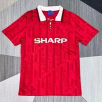 Vintažiniai „Manchester United“ namų marškinėliai 1992–1994 m. trumpomis rankovėmis vyriški futbolo marškinėliai iš bambuko pluošto Small raudona