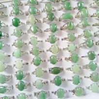 10Pcs Natural green vitriol Dongling stone ring, retro stone alloy ring gray