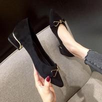 Women's Comfortable Wear-resistant Shoes Thick Heel Shallow Mouth Shoes Soft Leather Sole Trendy Brand Women's 40 juoda
