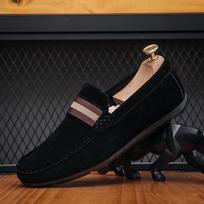 Lazy Shoes, Flat Shoes, Fashion Casual Leather Shoes, Men's Shoes, Large Size Men's Loafers 45 juoda