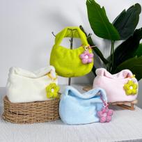 Eight-inch Claw Machine Plush Handbag Dopamine Small Flower Bag Girl Gift Wedding Sprinkler Doll color randomly sent yellow