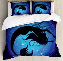 3pcs Bedding Set Underwater Animals Sea Life Cartoon Home Textile Duvet Cover Pillow Case Boy Kid Teen Girl Bedding Covers Set EU single(135x200cm)