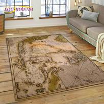 3D senovinis jūrinis pasaulio žemėlapis Kompaso kilimas miegamojo svetainės sofos dekoravimui, vaikų žaidimo didelis dekoro grindų kilimėlis 40x60cm( 15x23in )