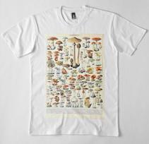 Vintage Mushroom & Fungi Chart Millot T shirt - %100 Premium Cotton Unisex T-Shirt XL gray