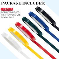 6Rolls 5Mm Dental Instruments Identification Tape 66M High Temperature Resistance 6 Colors Colorful black