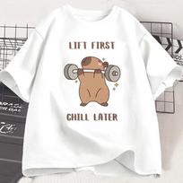2026 New Capybara Gym Kids TShirt Sports Tee Workout Fitness Short Sleeve Top Softstyle Casual Daily Kids Clothes 100