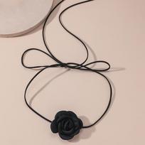 Aksominė Gėlių Choker Kaklo Grandinėlė Didelės Gėlės Apykaklė Choker Kaklo Grandinėlė Kamelijos Gėlė Ilga Aksominė Choker Moterims juoda