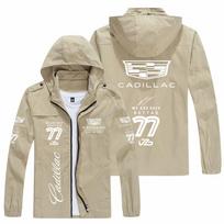 New Cadillac Hooded Parka Cycling Racing Team Jacket Men's Breathable Windproof Reflective Outerwear for Bikers ysjg48 S chaki