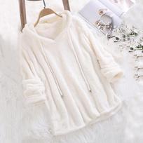 Long Sleeve Plush Hoodies Large Size Womens Casual Solid Hooded Sweatshirts Blouse Tops Cotton Sweat Shirts 5XL balta