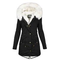 Women Jacket Parka Long Parkas Female Cotton Hooded Overcoat Loose Long Coat Thick Warm Windproof Casual Autumn Winter Plus Size XS juoda