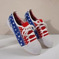 Flat-bottomed Single Shoes Women's Autumn Large Size Breathable Color Matching Front Lace-up Lightweight Flying Woven Sports Shoes Women 43 balta